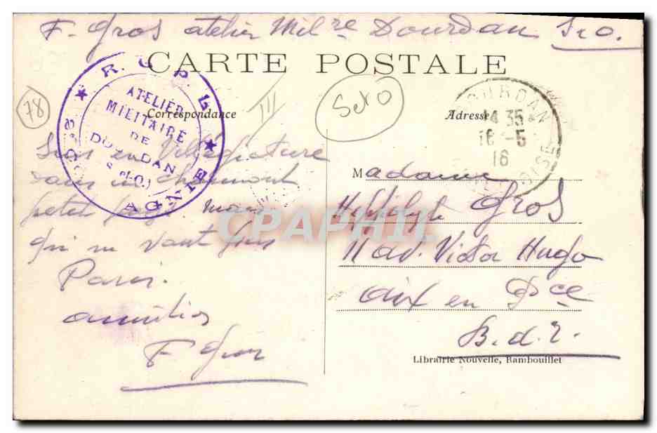Madame la Duchesse d'Uzès — à cheval sur une route forestière — édition CPAPHIL n°50 — Achterkant