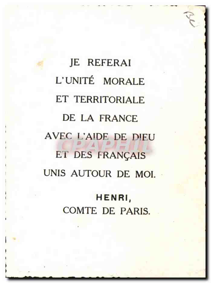 Pilote d'avion — portrait — Henri, Comte de Paris — Verso