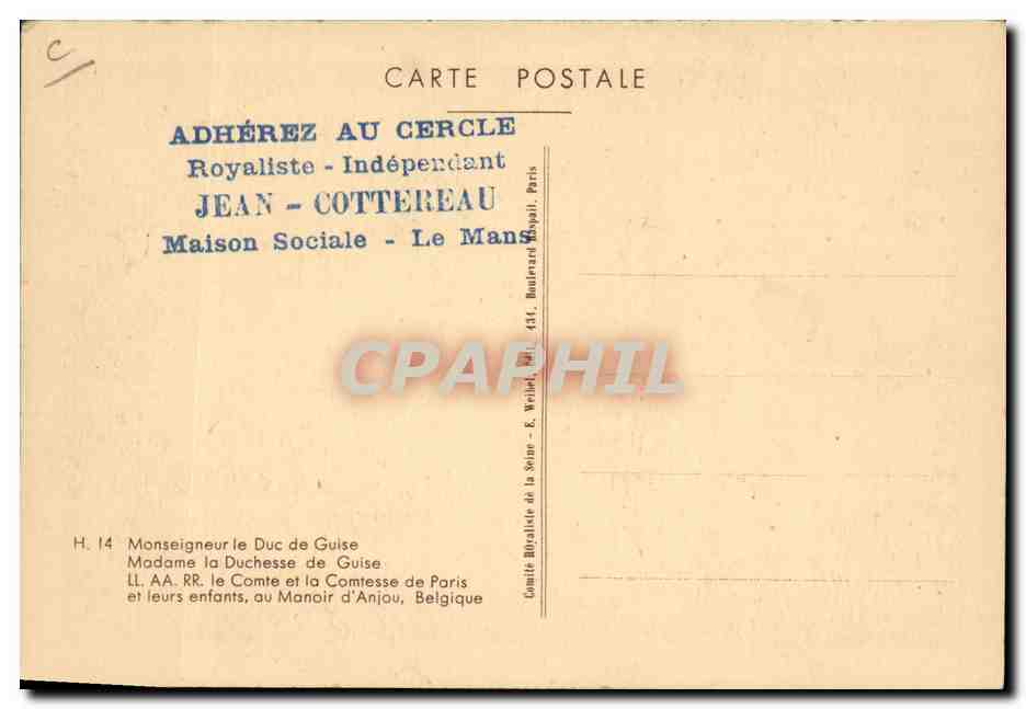 Famille du Duc de Guise — Montjoie-Saint-Denis — Cercle Royaliste-Indépendant — Reverso