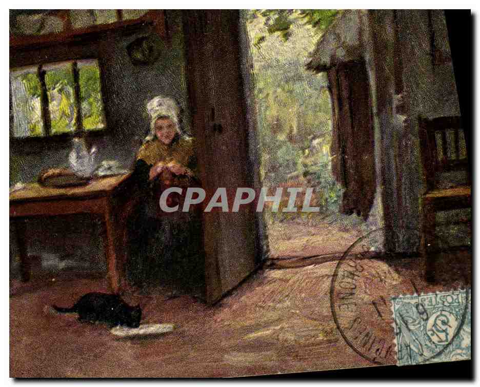 CPA Chat Chats Chaton Interieur Folklore