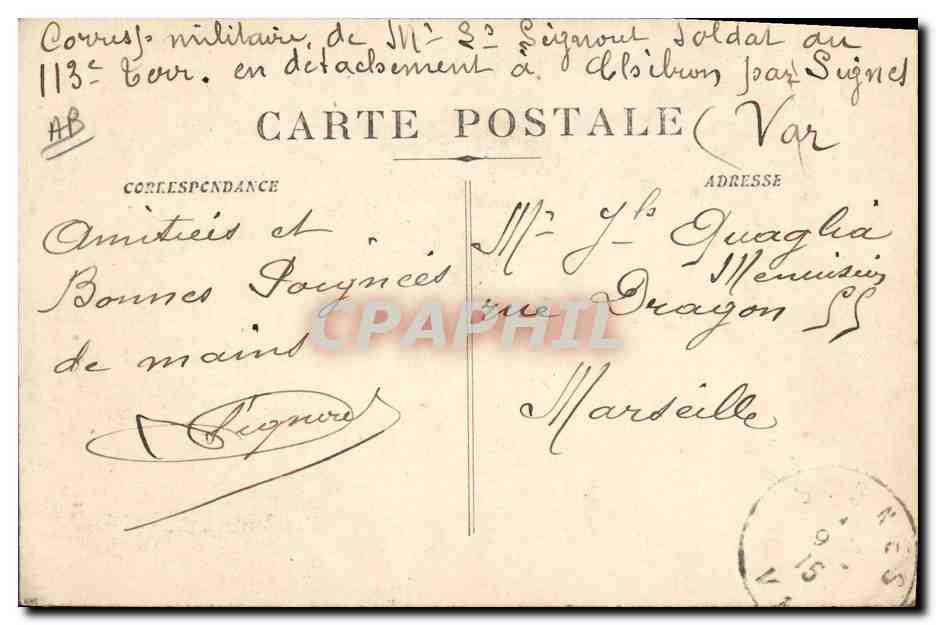 CPA Militaria Signes Tirs de combat de l'infanterie coloniale  — Rückseite