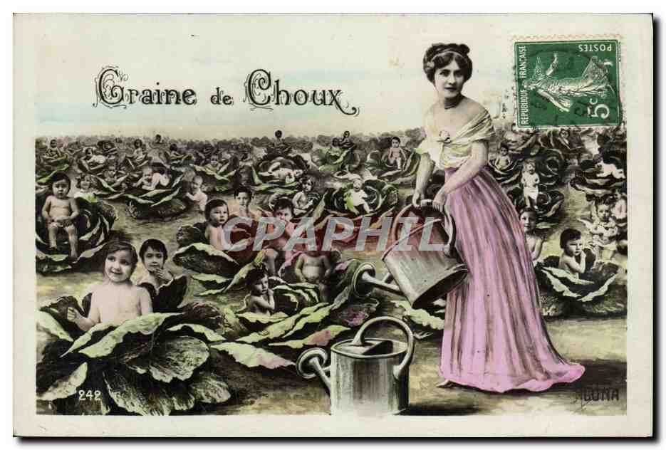 CPA Fantaisie Enfants Bebe Femme Graine de Choux 