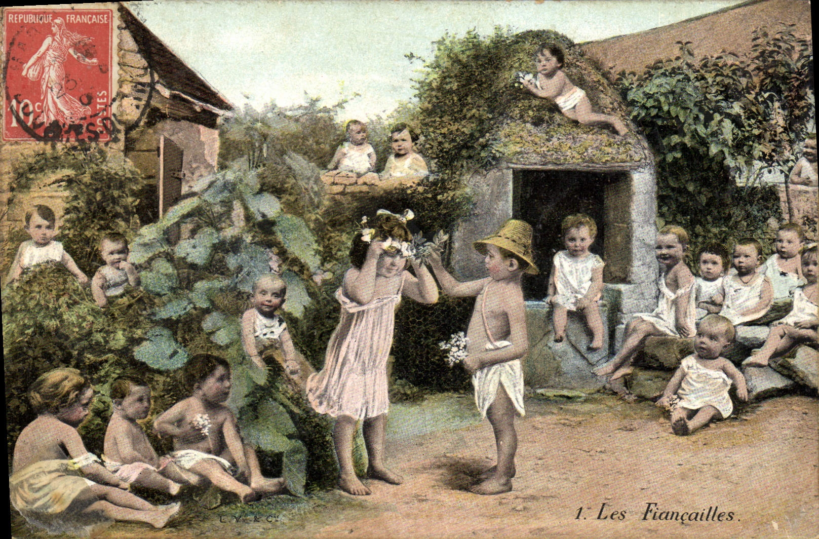 CPA Fantaisie Enfants Bebe Les fiancailles