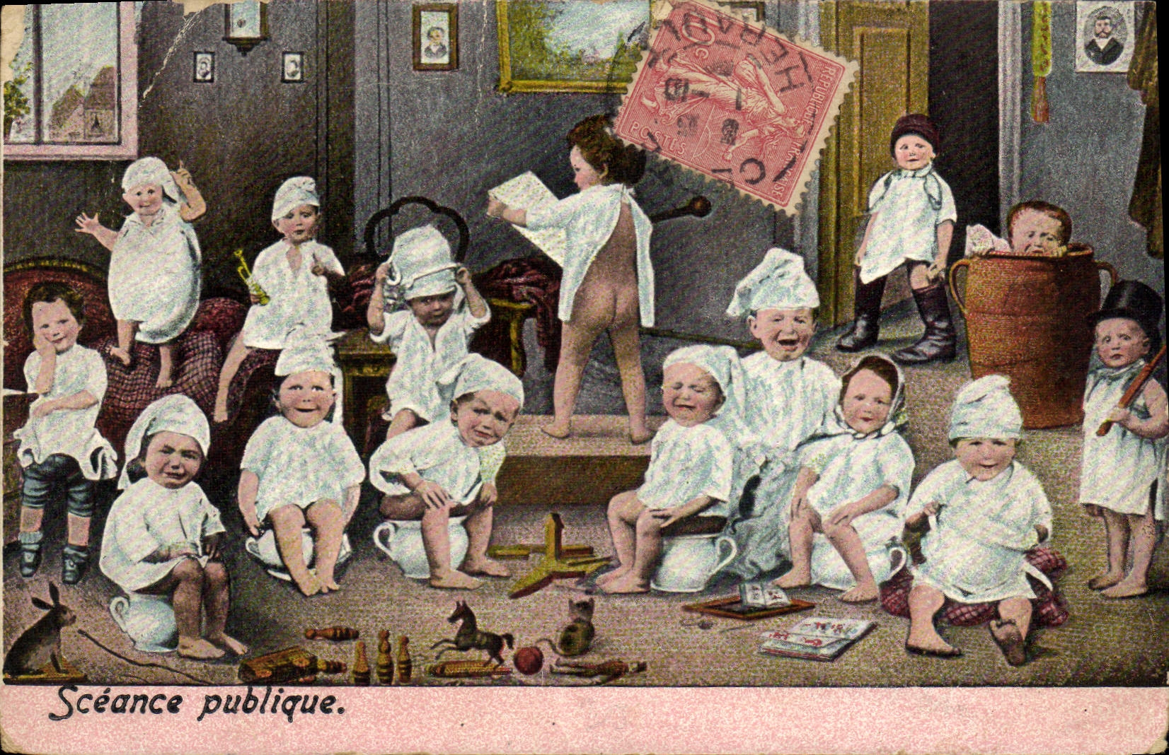 CPA Fantaisie Enfants Bebe Seance publique 