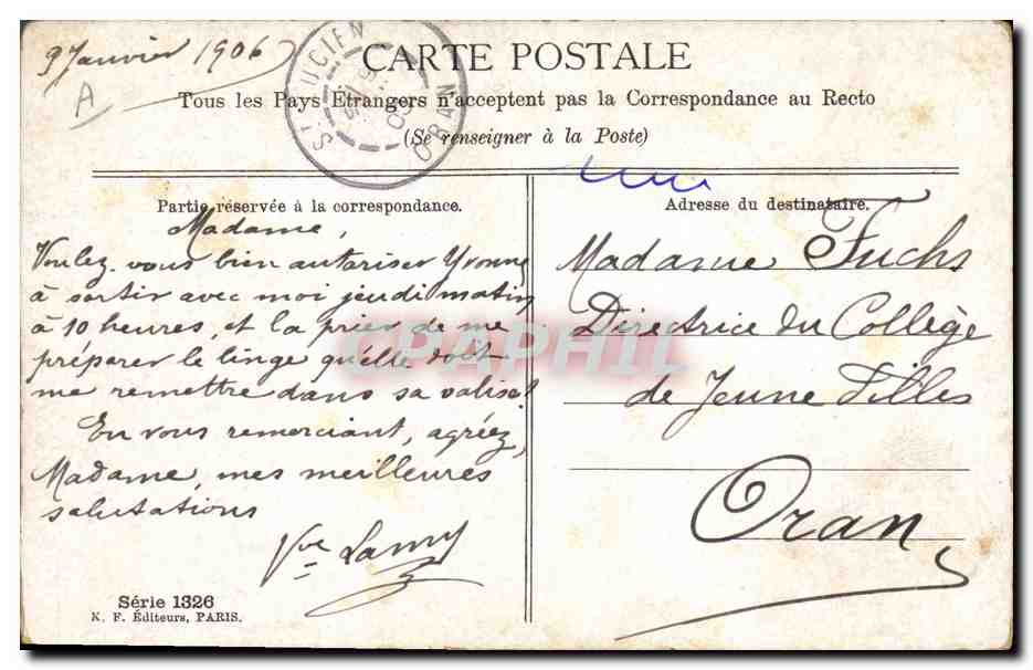 CPA Fantaisie Enfants Bebe Femme  — Rückseite