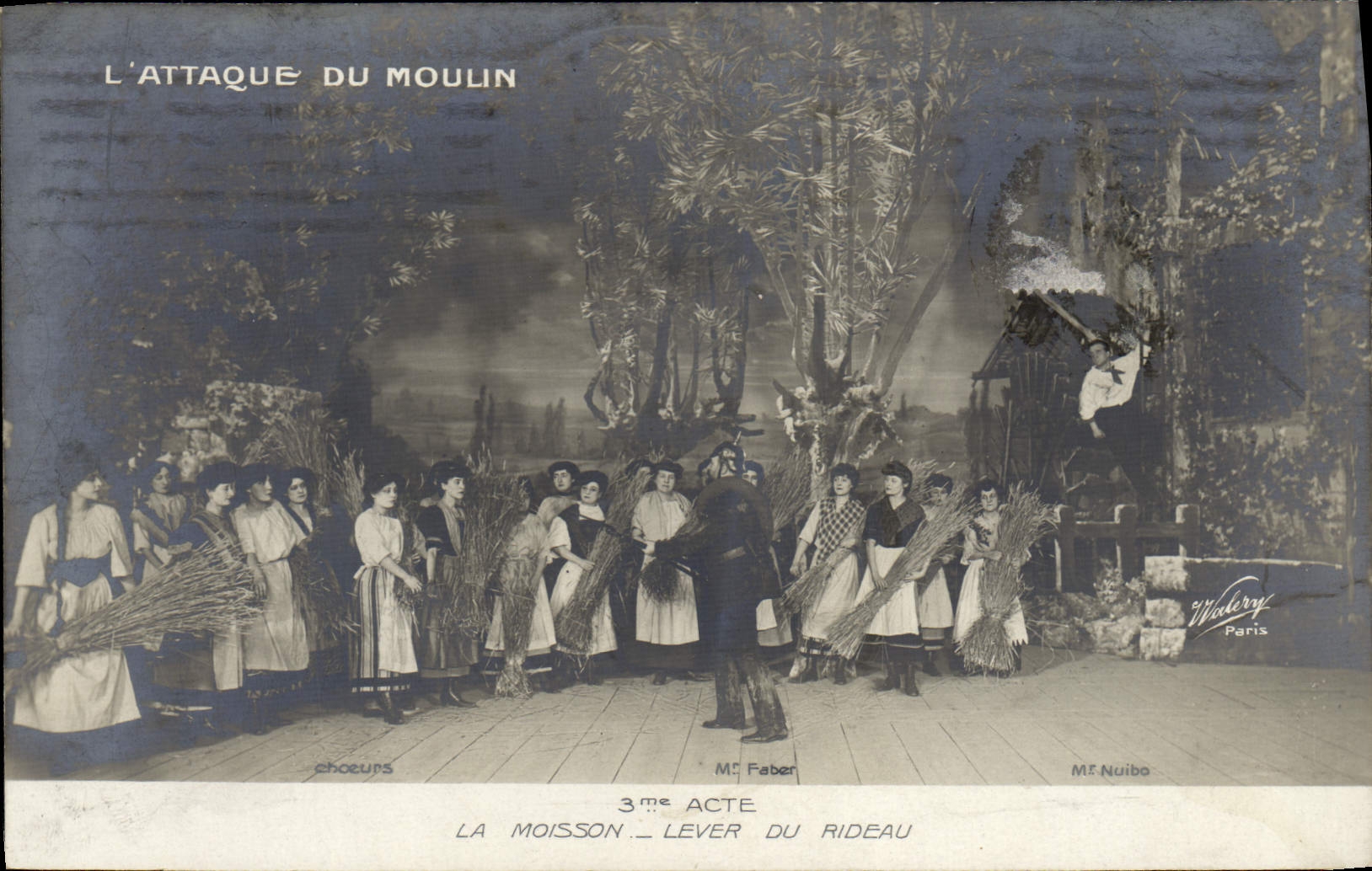 CPA L'attaque du moulin La moisson Lever du rideau 