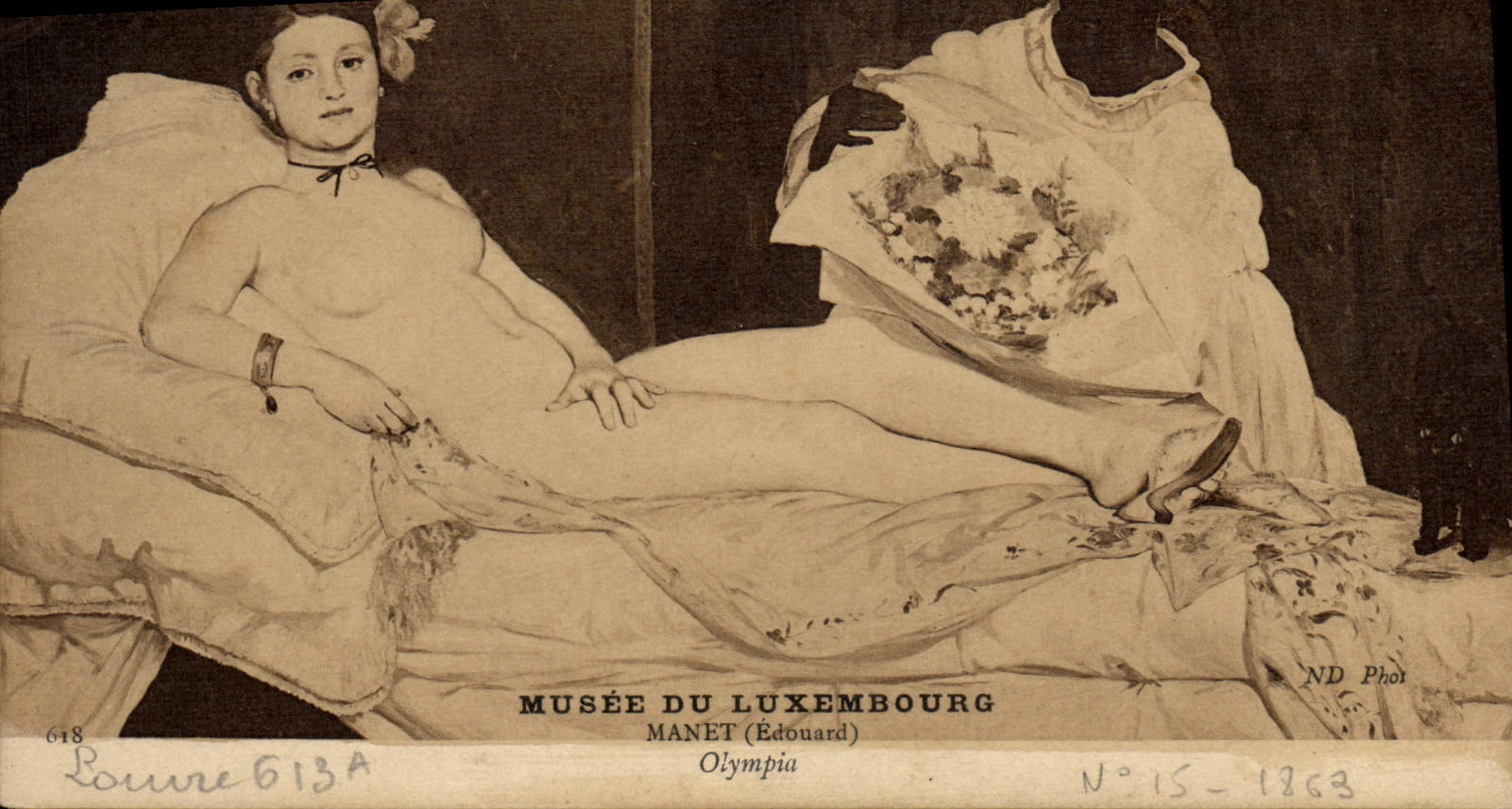 CPA Negre Femme noire Musee du Luxembourg Paris Manet Olympia 