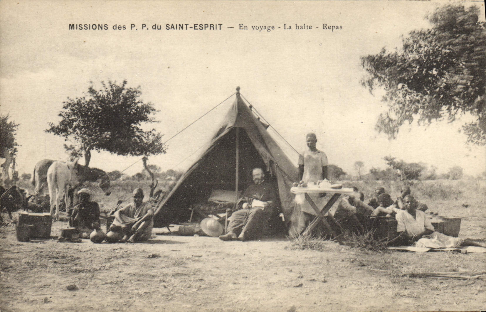 Missions des P.P. du Saint-Esprit — En voyage - La halte - Repas