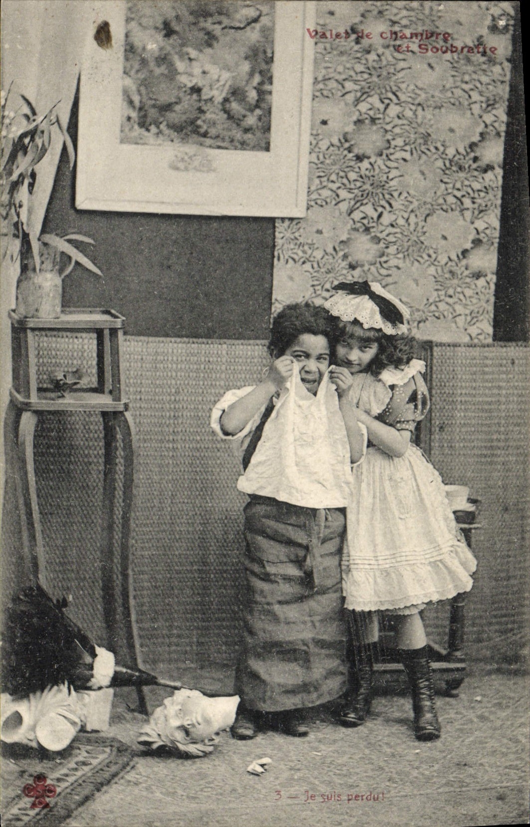 CPA Negre Enfant noir Valet de chambre et soubrette 