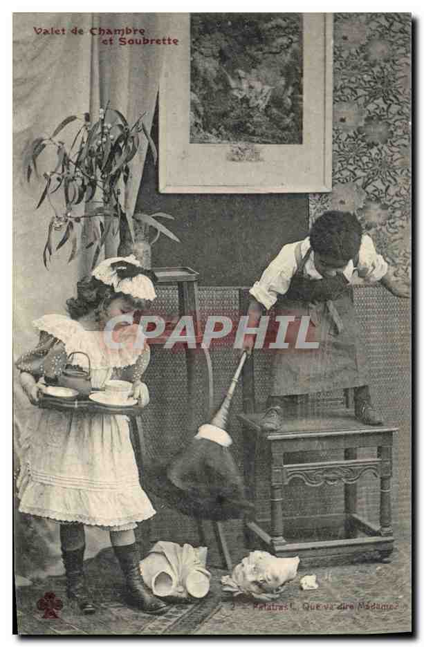 CPA Negre Enfant noir Valet de chambre et soubrette 