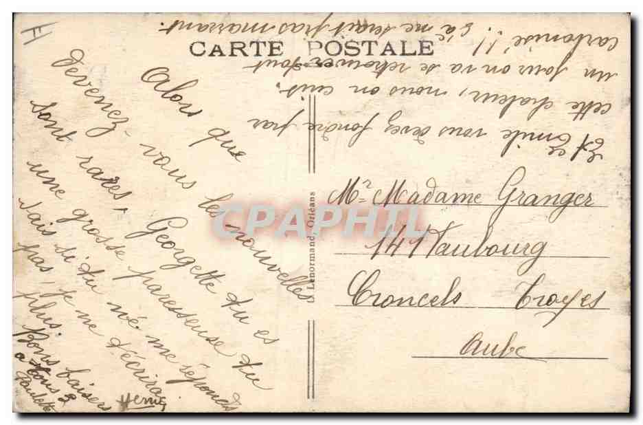 CPA Banque Montargis La Caisse d'Epargne et le jardin de l'hotel de ville  — Rückseite