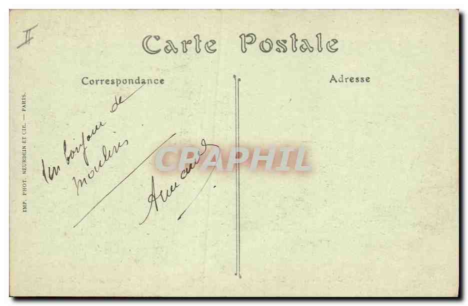 CPA Banque Moulins L'hotel de ville et la Caisse d'Epargne  — Rückseite