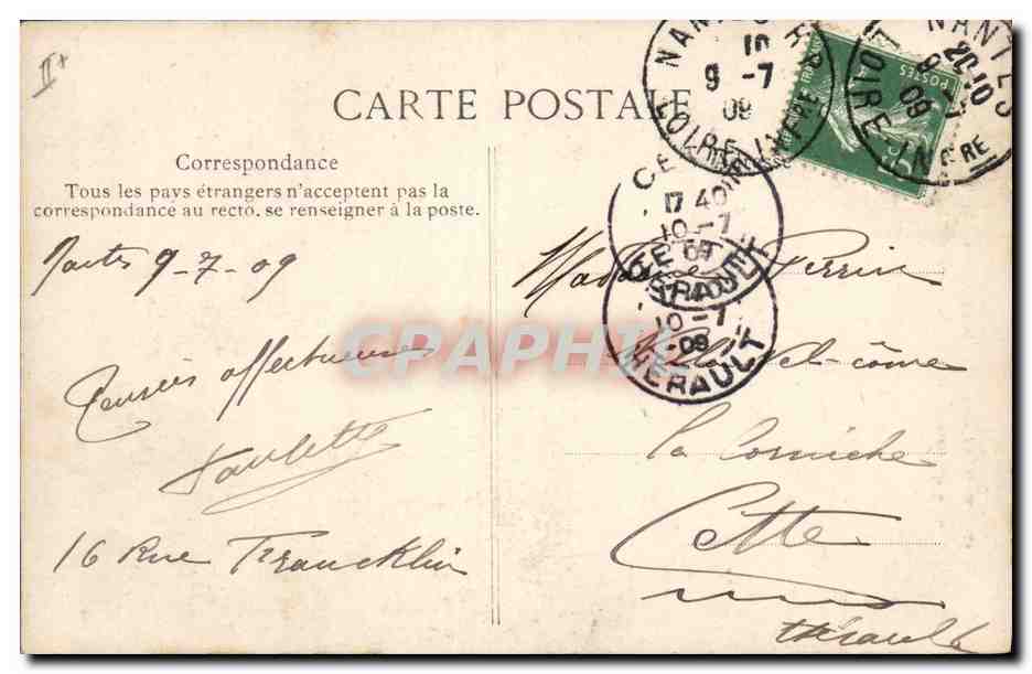 CPA Banque Nantes La Caisse d'Epargne et le chateau Tour des Jacobins  — Rückseite