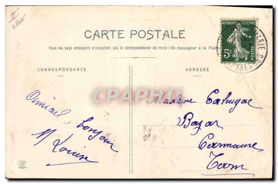 CPA Banque Oloron Sainte Marie La Caisse d'Epargne et la rue Chanzy  — Rückseite