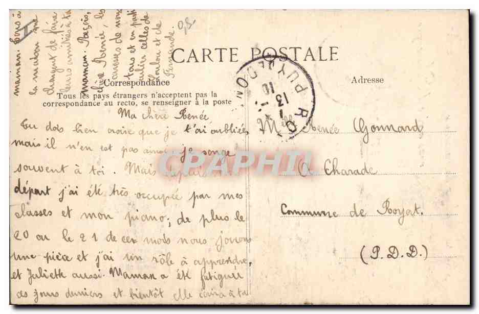CPA Folklore Le bonheur en rameaux vous arrive d'Auvergne  — Verso
