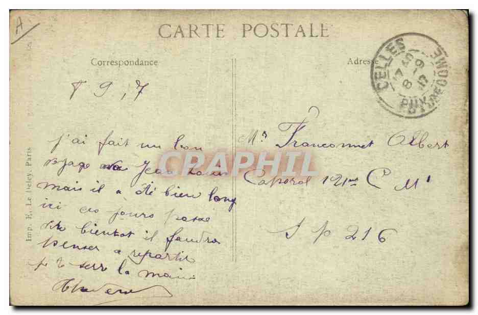 CPA Folklore Auvergne Le depart pour le marche  — Verso