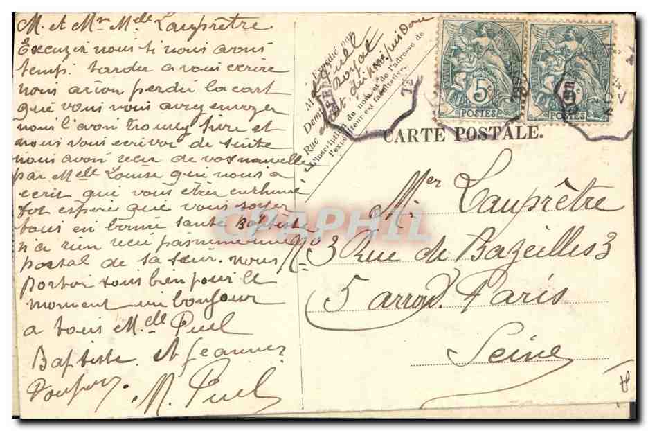 CPA Folklore Types Auvergnats  — Verso