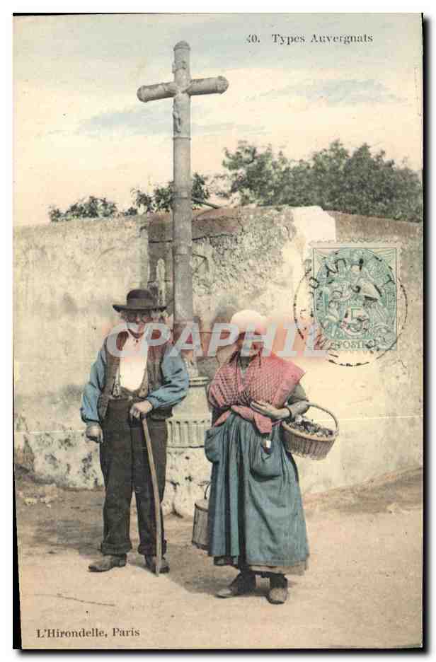 CPA Folklore Types Auvergnats 