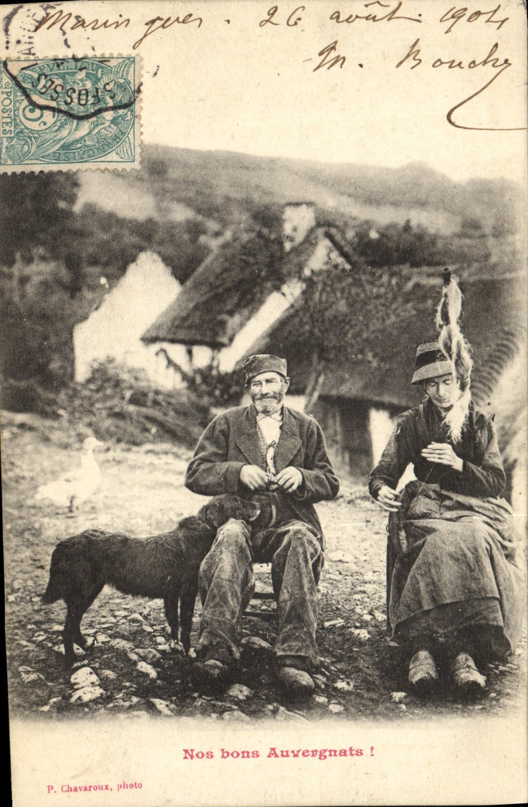 CPA Folklore Nos bons Auvergnats Chien Fileuse 