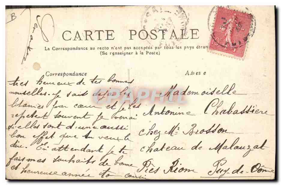 CPA Folklore Auvergne Heureux couple  — Verso