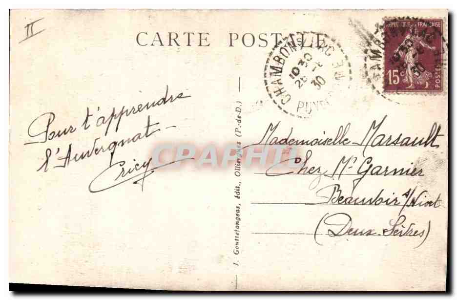 CPA Folklore Auvergne  — Verso