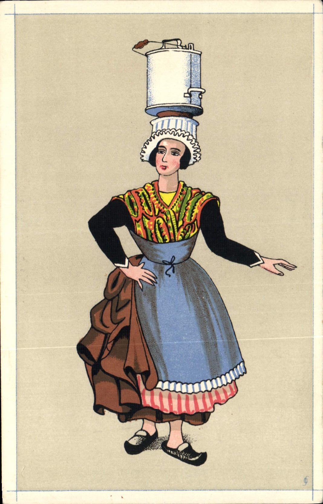 CPA Folklore Basse Auvergne Laitiere de Nohanent 1858