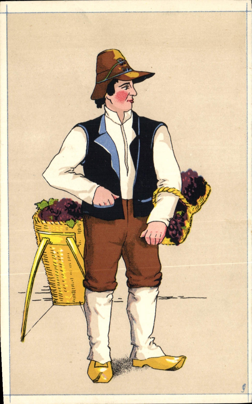 CPA Folklore Basse Auvergne Vigneron de Chamalieres 1856