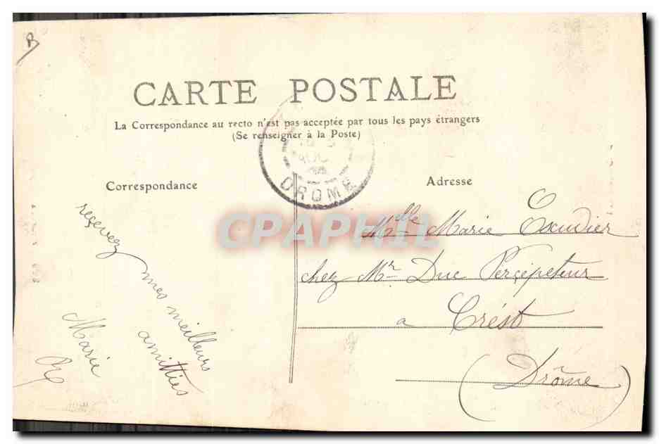 CPA Folklore Auvergne Heureux couple — Verso