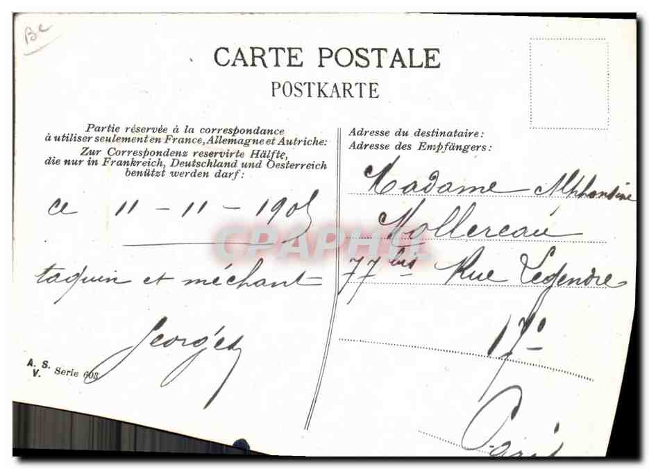 CPA Folklore Auvergne  — Verso