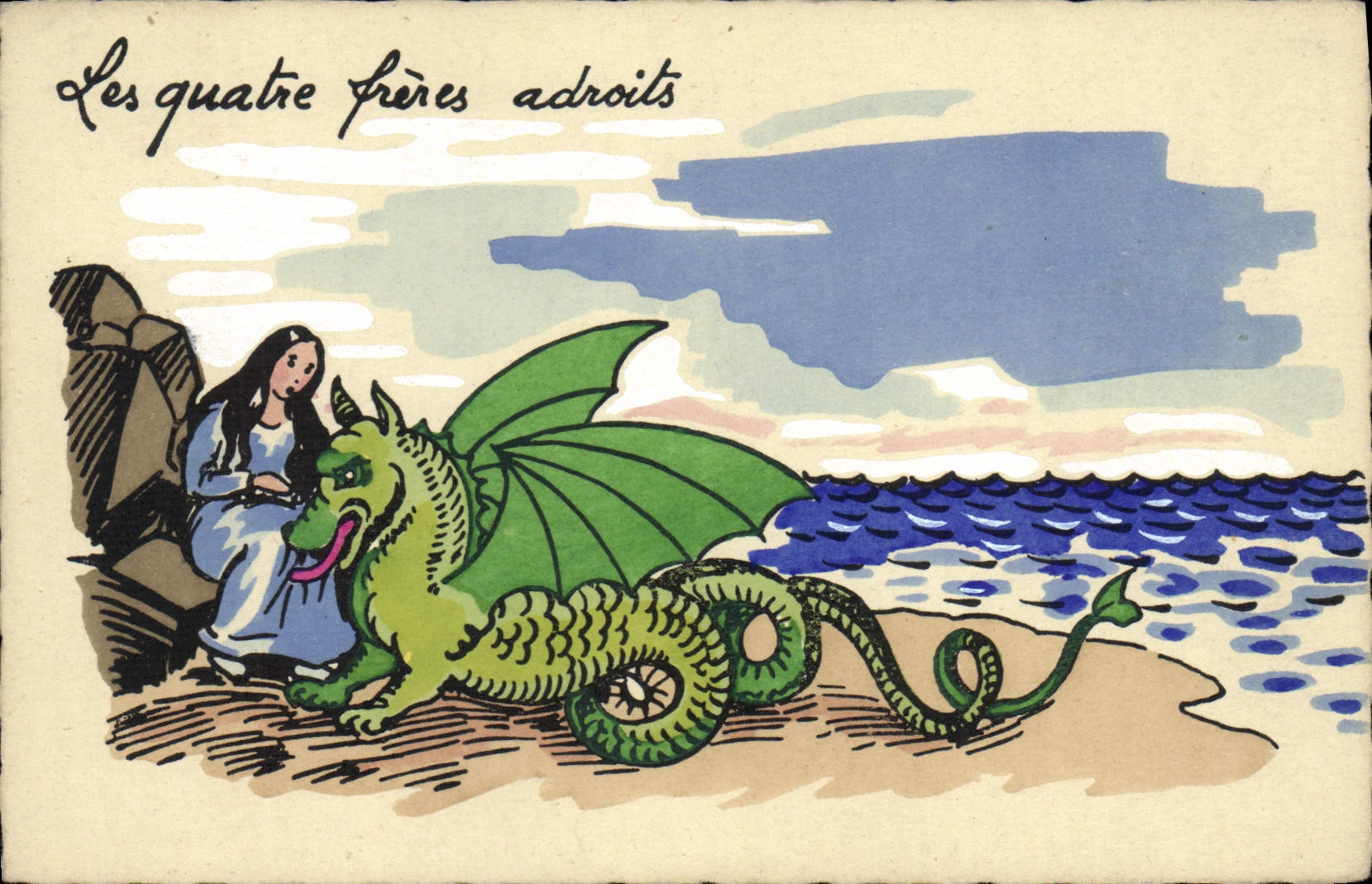 CPA Fantaisie Illustrateur Les quatre freres adroit Dragon 