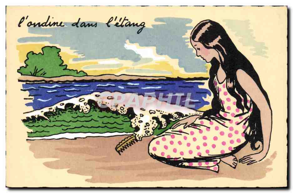 CPA Fantaisie Illustrateur L'ondine dans l'etang