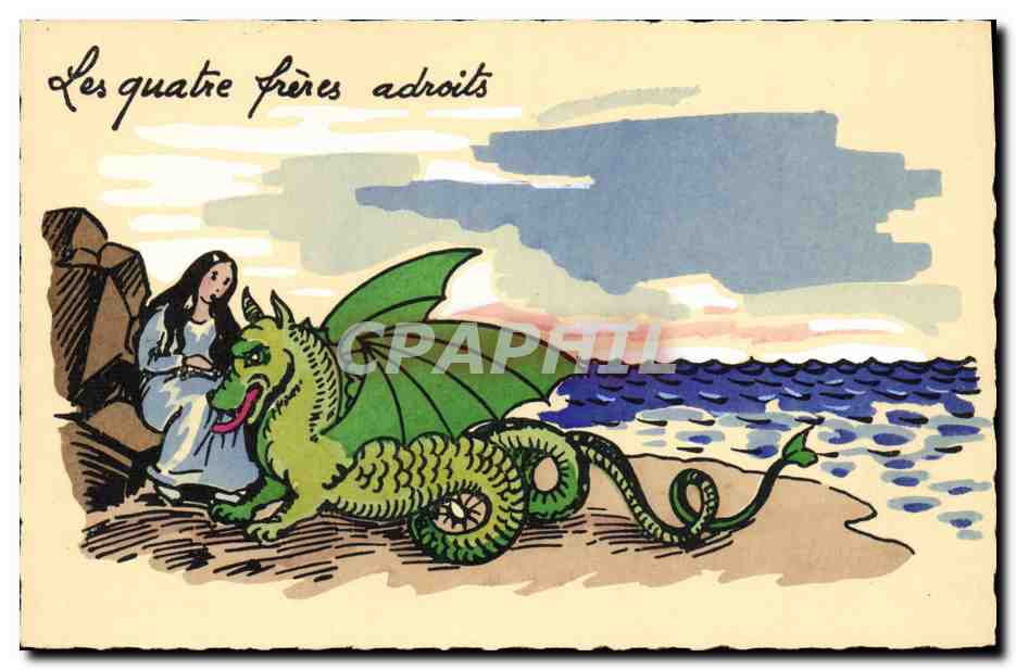 CPA Fantaisie Illustrateur Les quatre freres adroits Dragon 
