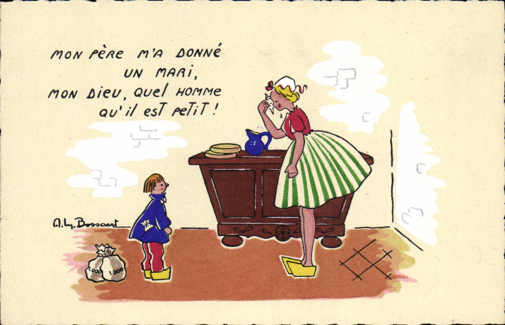 CPA Fantaisie Illustrateur Bossaert Mon pere m'a donne un mari 