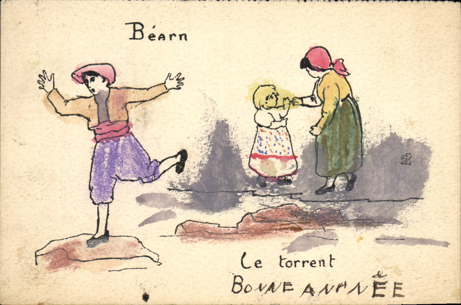 CPA Fantaisie Illustrateur (dessin a la main) Bearn le torrent