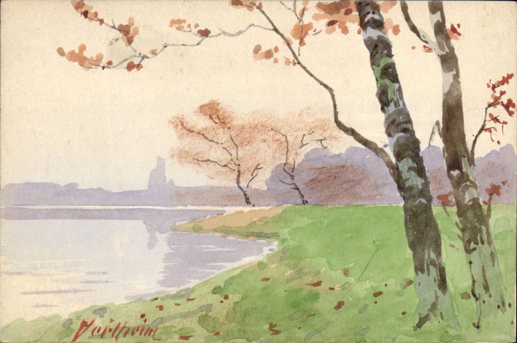 CPA Fantaisie Illustrateur (dessin a la main) Paysage Arbres