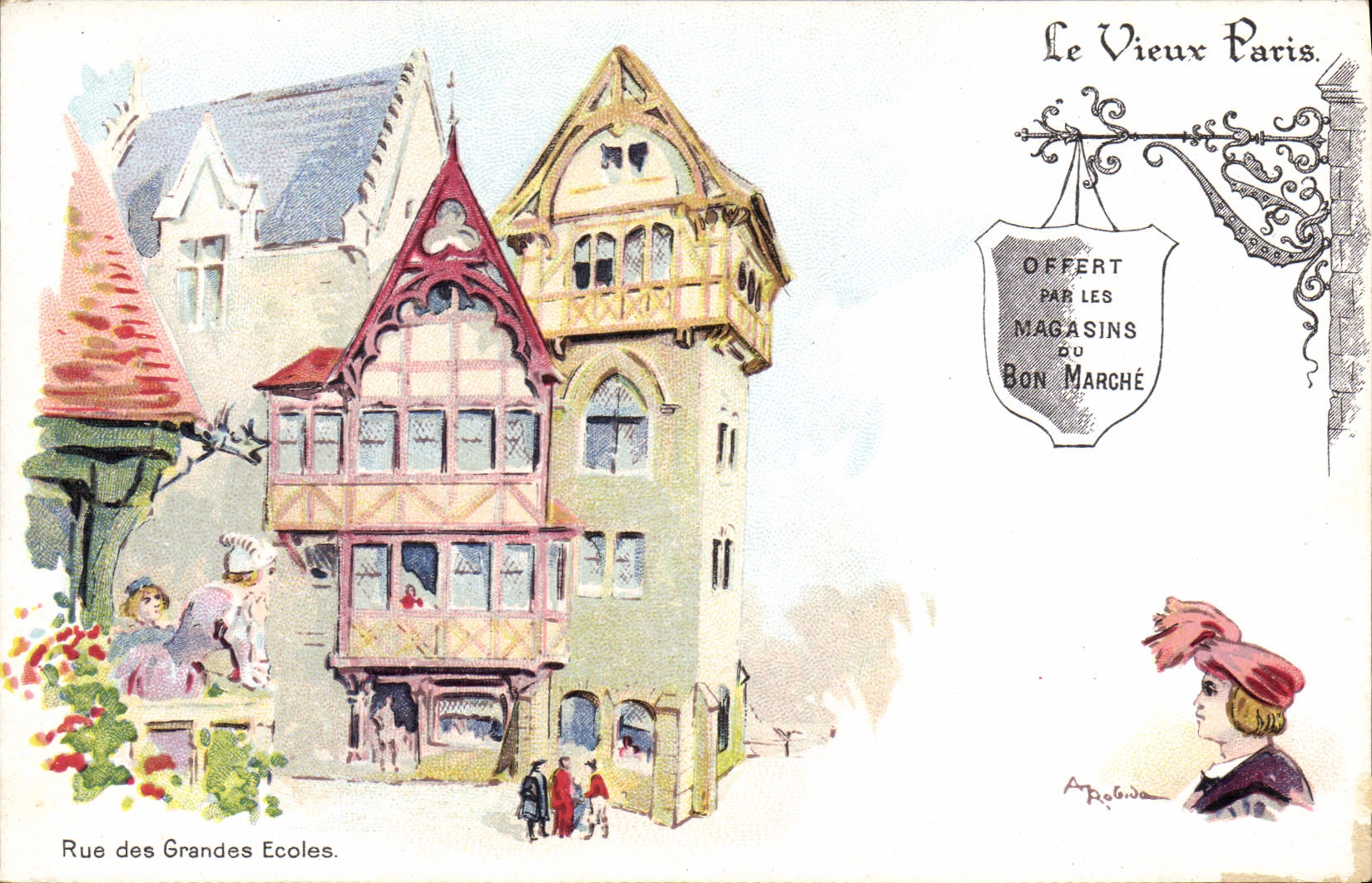 CPA Fantaisie Illustrateur Le Vieux Paris Rue des Grandes Ecoles 