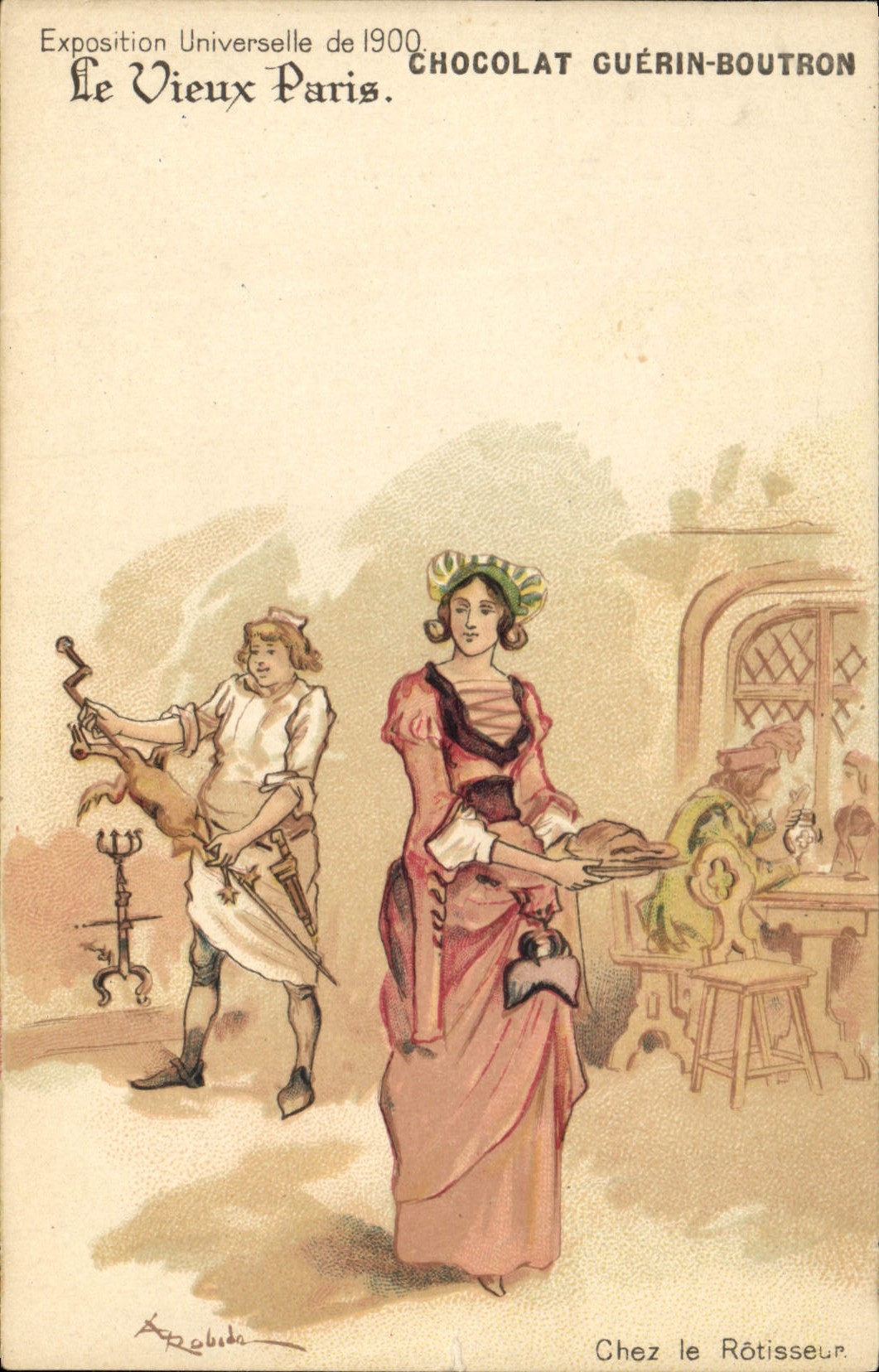 CPA Fantaisie Illustrateur Le Vieux Paris Exposition universelle de 1900 Chez le rotisseur