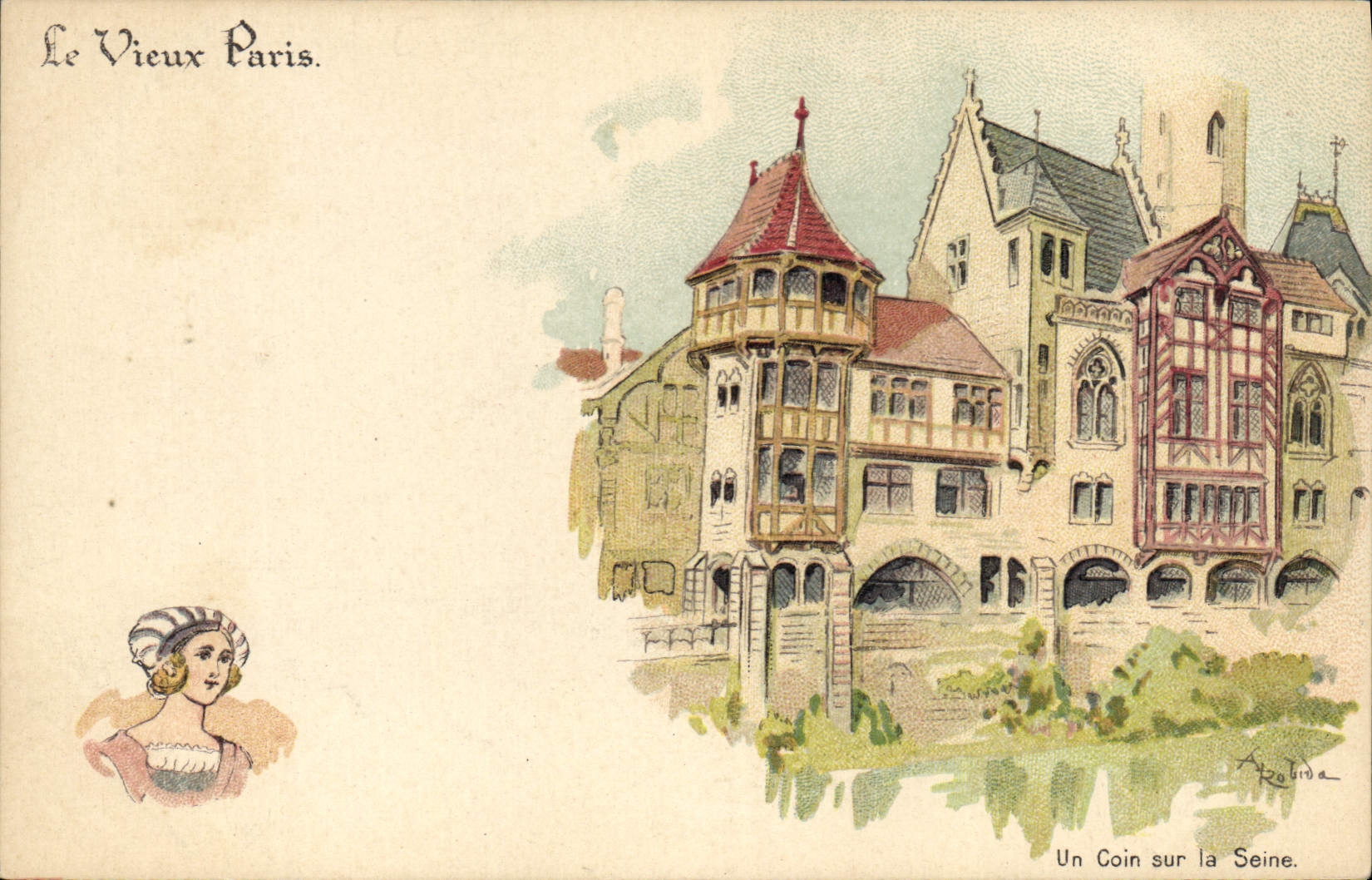 CPA Fantaisie Illustrateur Le Vieux Paris Un coin sur la Seine 