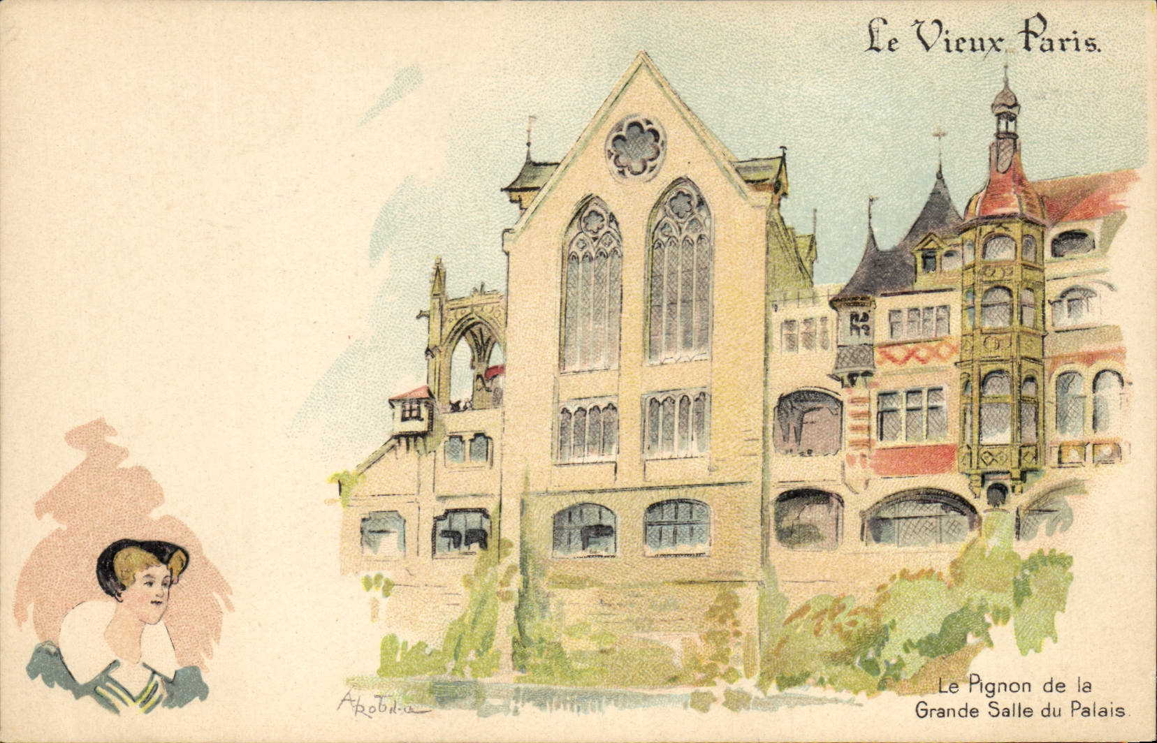 CPA Fantaisie Illustrateur Le Vieux Paris Le pignon de la grande salle du palais 