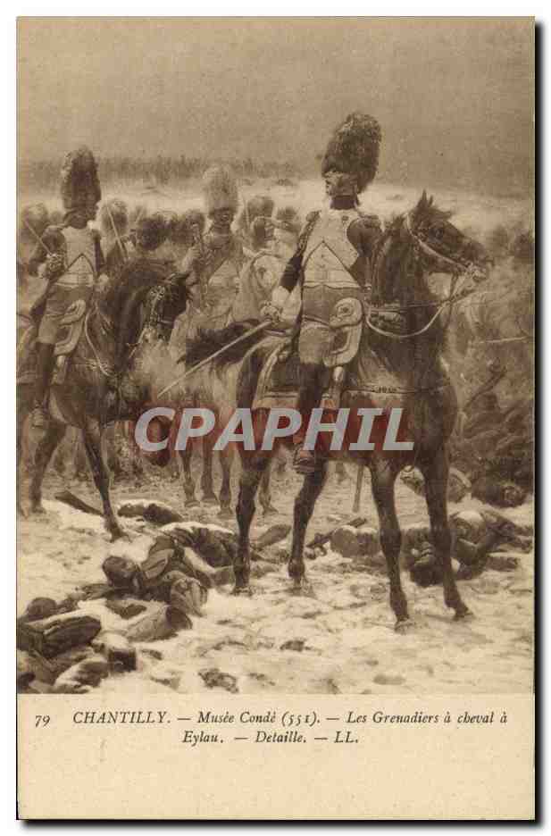 CPA Chantilly Musee Conde Les grenardiers a cheval a Eylau Detaille 