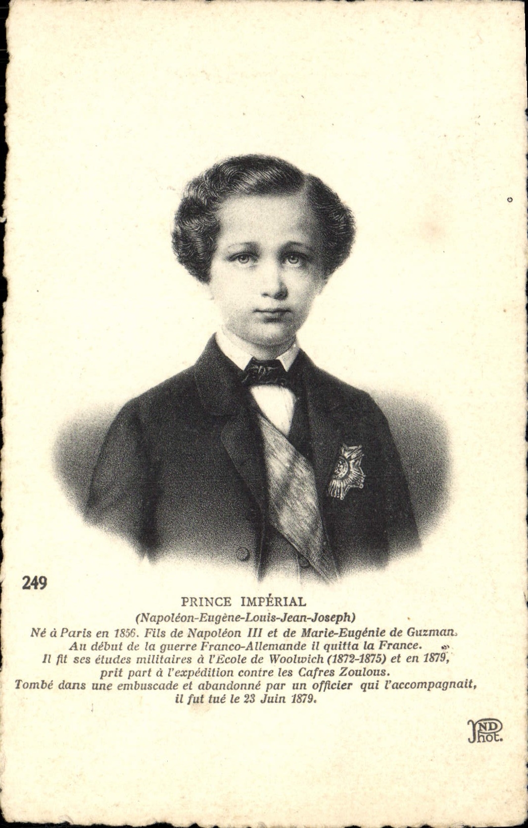 Prince impérial — Né à Paris en 1856, mort en 1879 — JND Phot.
