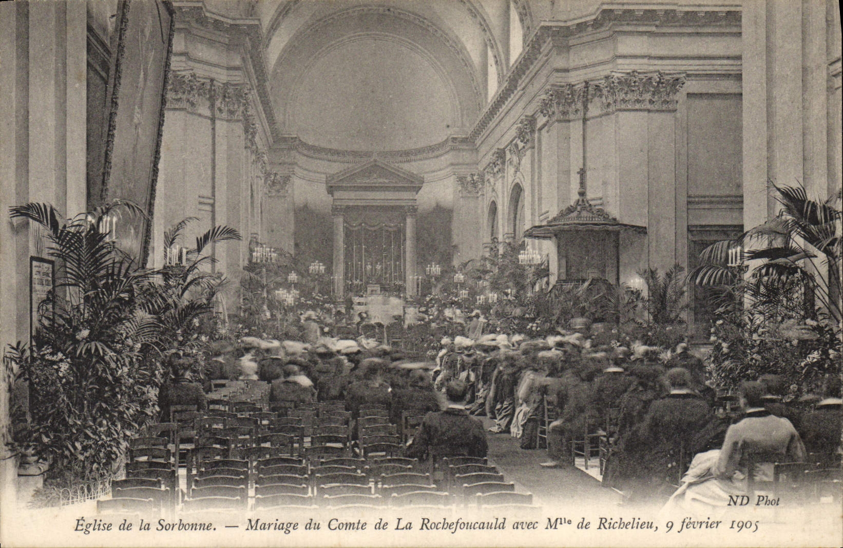 Église de la Sorbonne — Mariage du Comte de La Rochefoucauld avec Mˡᵉ de Richelieu, 9 février 1905 — ND Phot