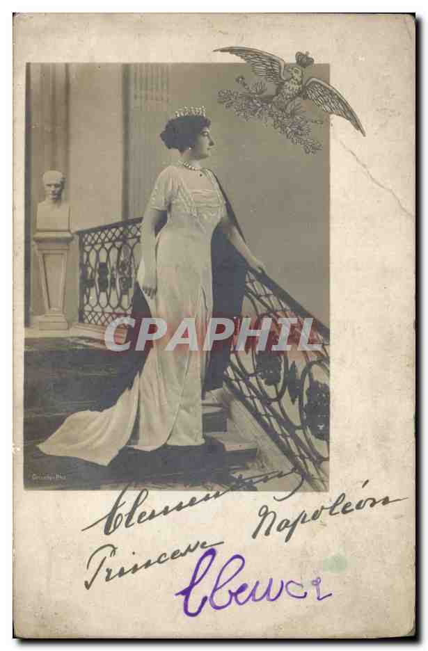 Princesse Clémentine Napoléon — Portrait en robe de soirée — Gravure Bleu