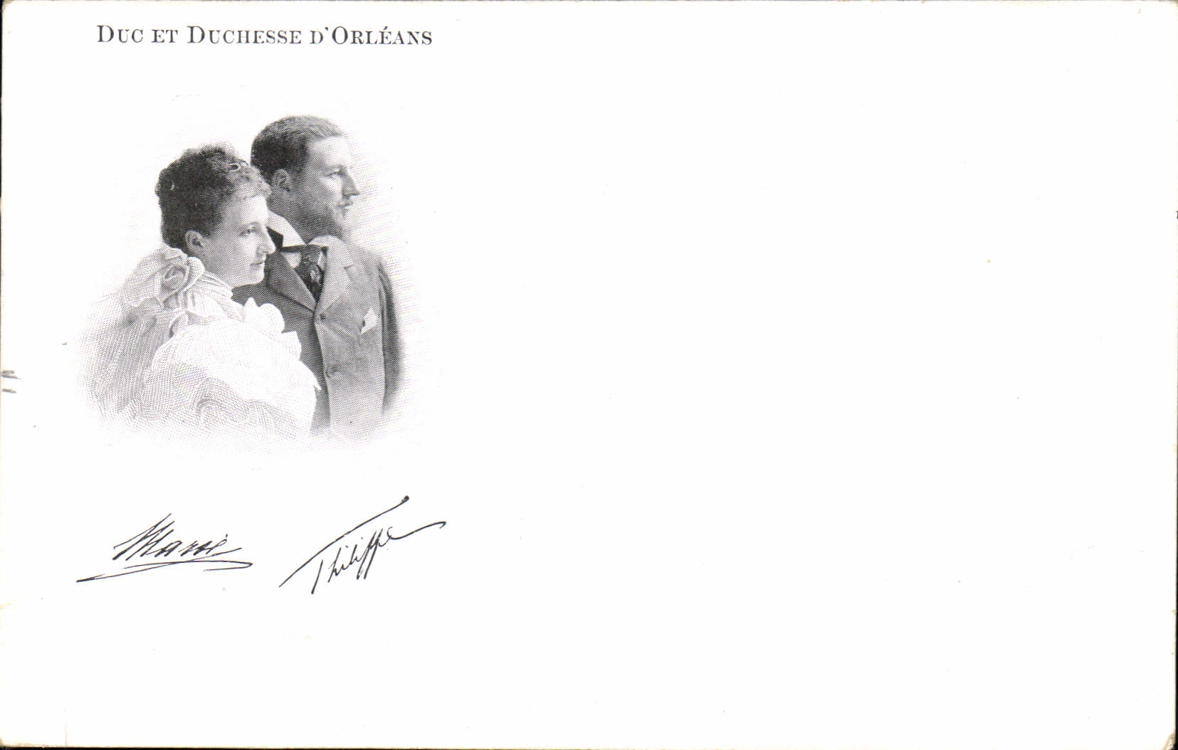 Duc et Duchesse d'Orléans — portrait en buste — éditeur Marais & Philippe