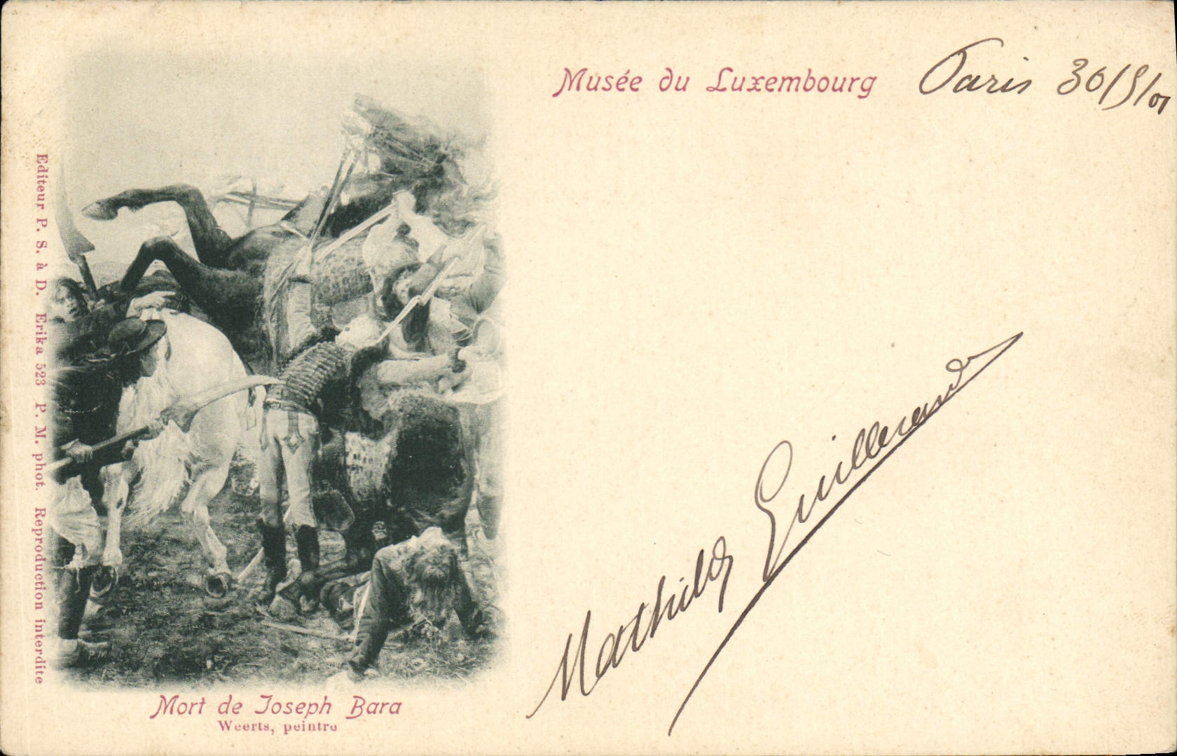 CPA Paris Musee du Luxembourg Mort de Joseph Bara 