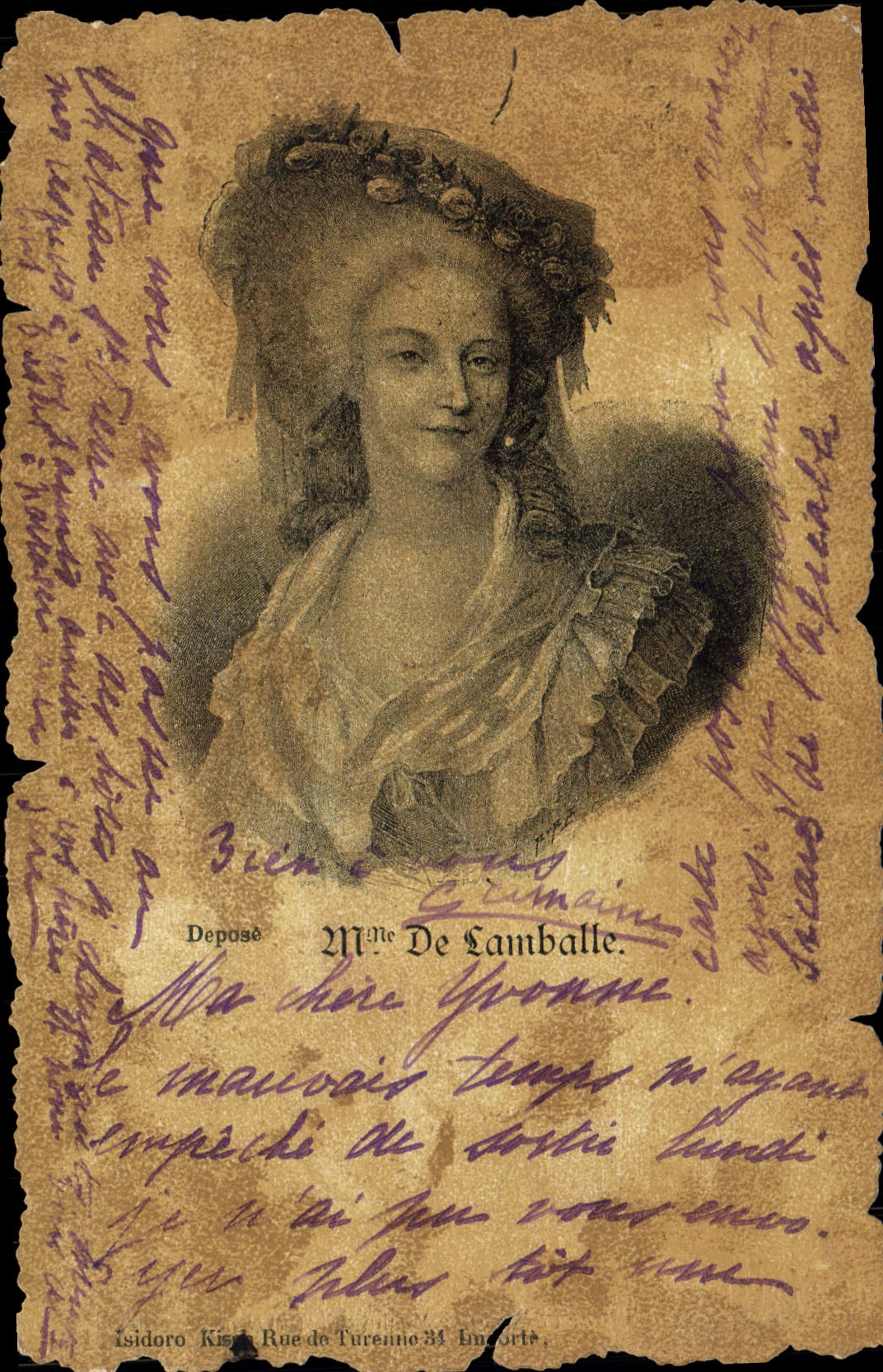 Portrait de Mme de Camballe — éditeur Isidoro Kist, Rue de Turenne 31, Lyon