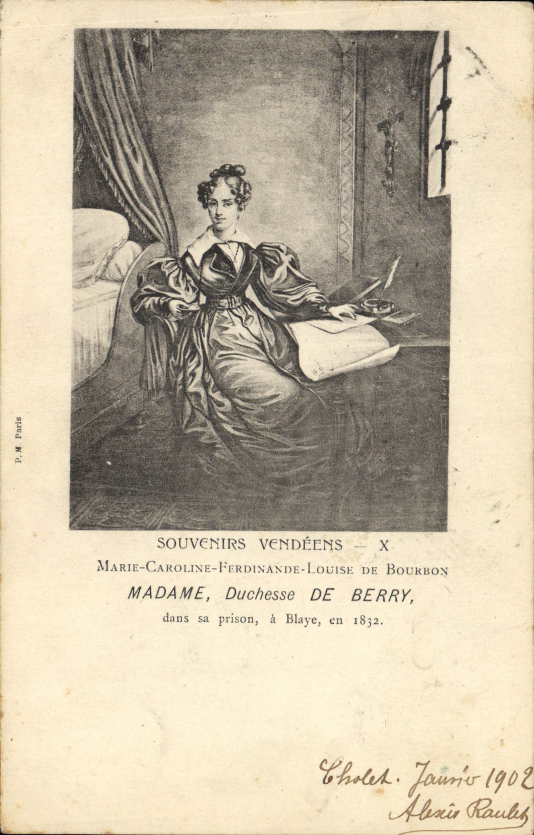Madame Caroline-Ferdinande-Louise de Bourbon — Herzogin von Berry — inhaftiert in Blaye 1832 — P.M. Paris, Serie X