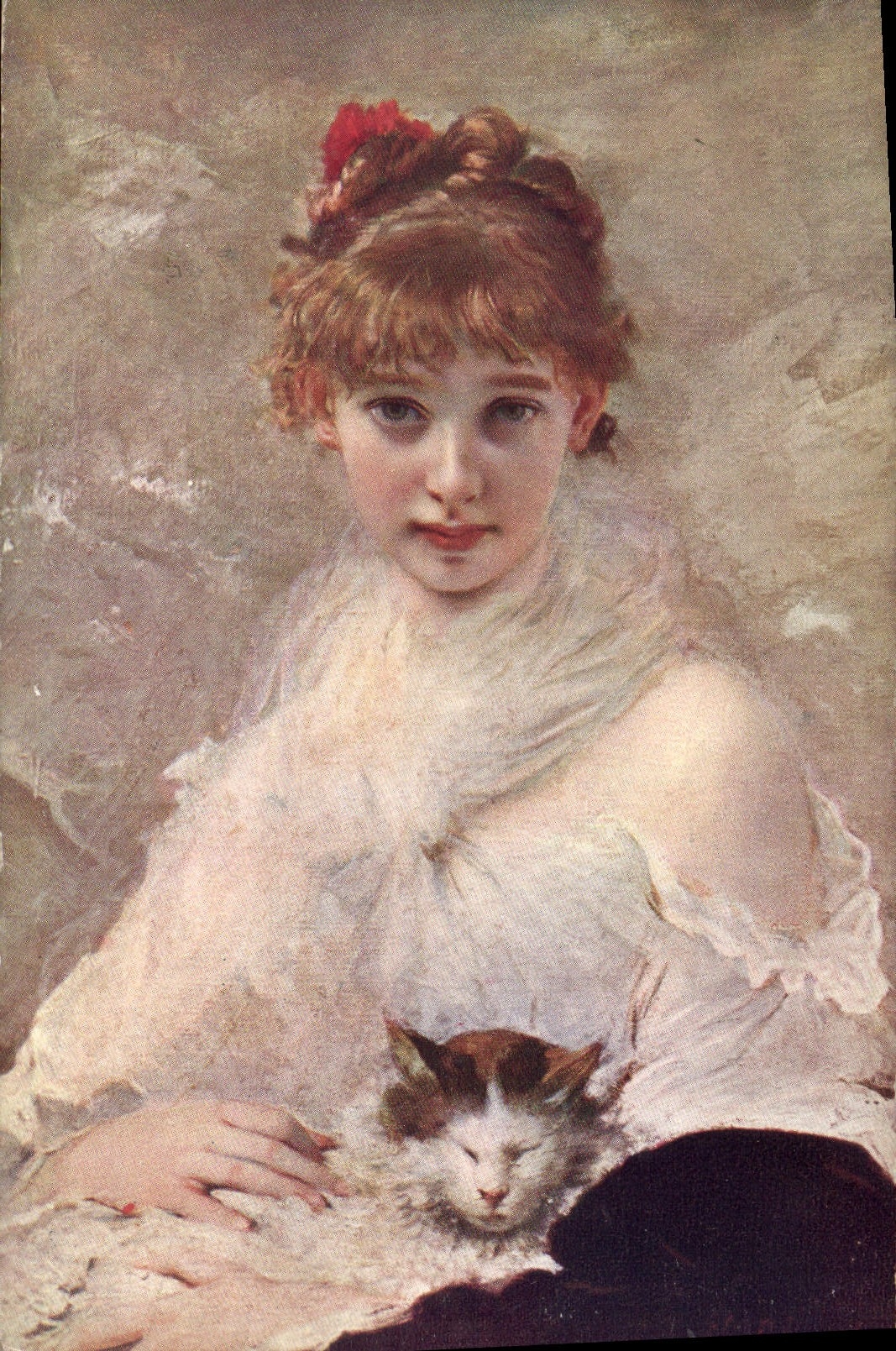CPA Chat Chats Chaton Musee du Luxembourg Charles Chaplin Etude de jeune fille 