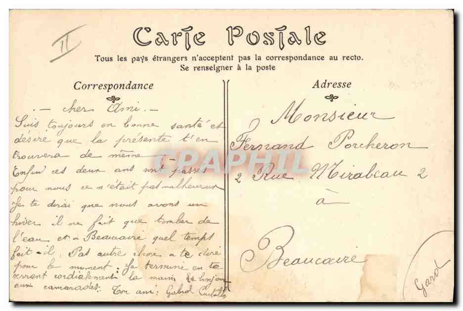 CPA Militaria Artillerie de montagne Regiment d'Afrique  — Rückseite
