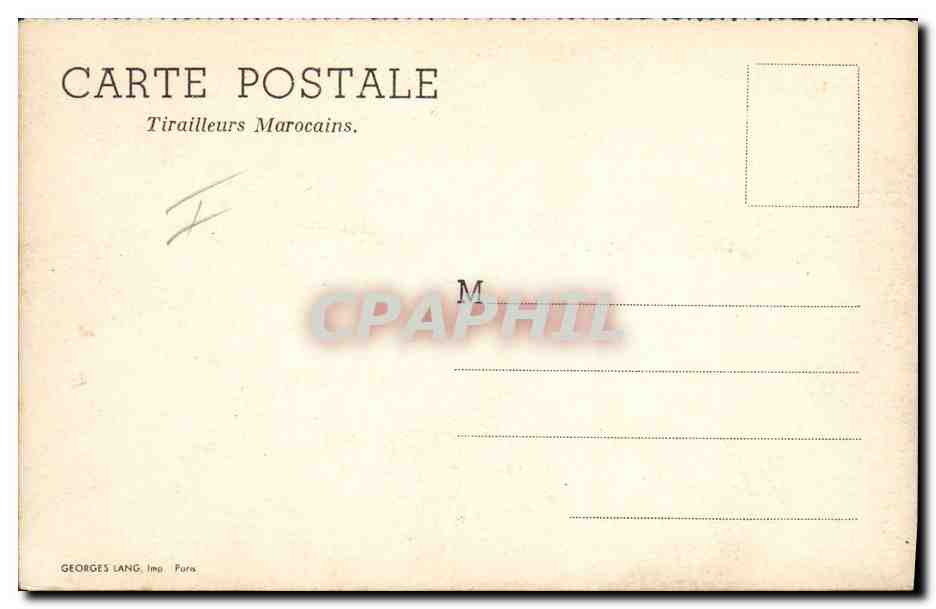 CPA Militaria Tirailleurs marocains  — Rückseite